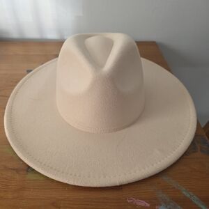 Cream Wide Brim Fedora Hat